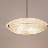 Mid-century Textured Glass and Nickel Kalmar Discus Chandelier, Austria, 1950s