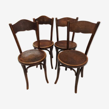 Suite de 4 chaises bistrot Mundus Joseph Hoffmann Austria Bielitz années 1908