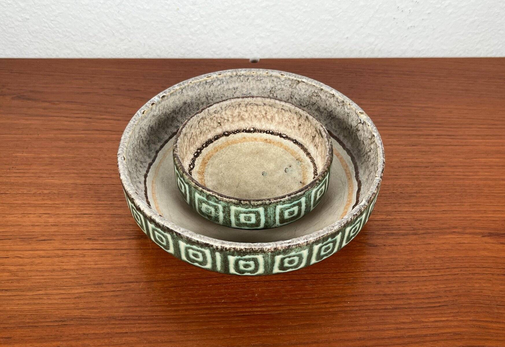 Set of 2 WGP ceramic bowls from West Germany, mid-century style, 1960s.