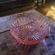 Art Deco pressed glass salad bowl in pink. 1930s–40s