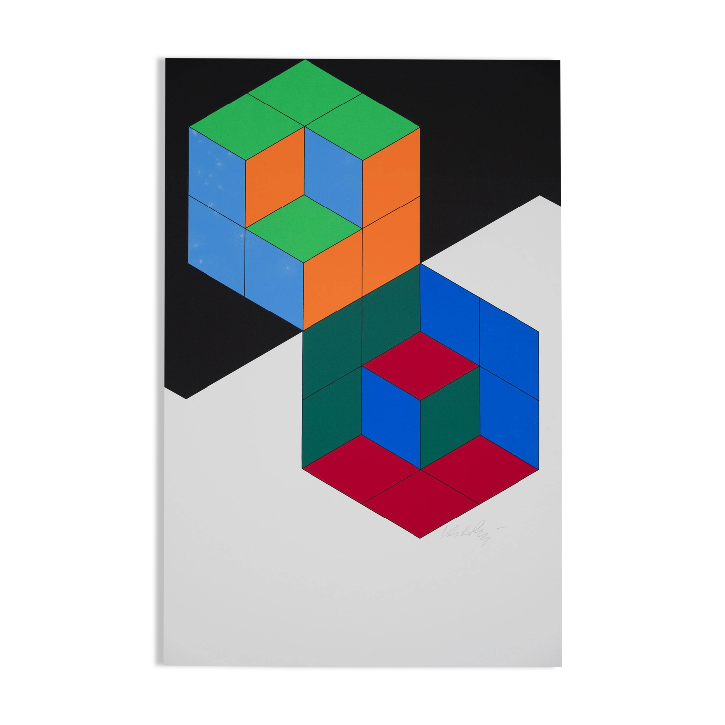 Victor Vasarely: Kinetic Composition: Bi Hexa - Original Silkscreen Print