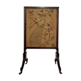 Antique fireplace screen in tapestry and mahogany