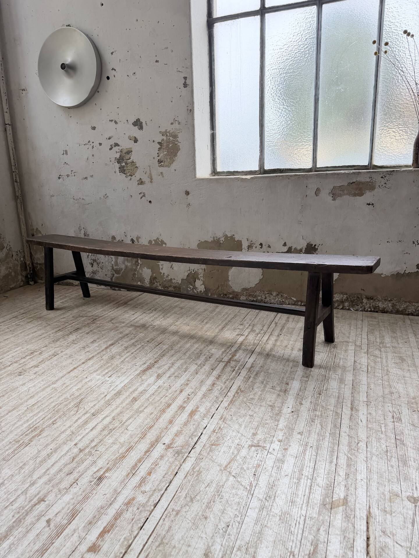 Dark patinated 1900 bench 220cm