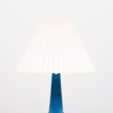 Turquoise Stoneware Table Lamp Teak base 1960s