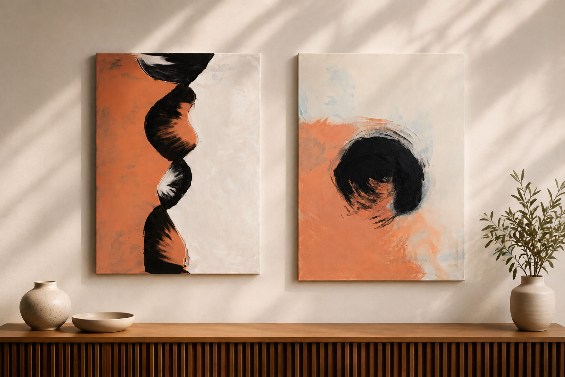 Set of two acrylic paintings on canvas - diptych