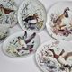 Set of six porcelain plates decorated with birds from Sologne, Limoges, signed, 25 cm