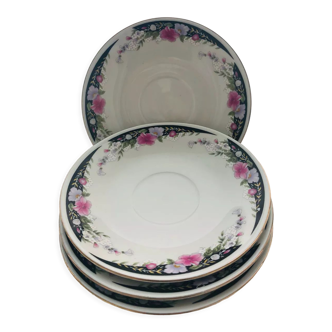 4 pink saucers and white flowers 1980