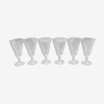 6 flutes à champagne en cristal de Baccarat modèle Cassino estampillées