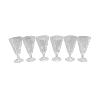 6 flutes à champagne en cristal de Baccarat modèle Cassino estampillées