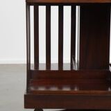 Carrousel à livres anglais ancien en bois sur roulettes – Fin du XIXe siècle