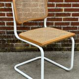 Cesca chair b32 model in white and wood by Marcel Breuer