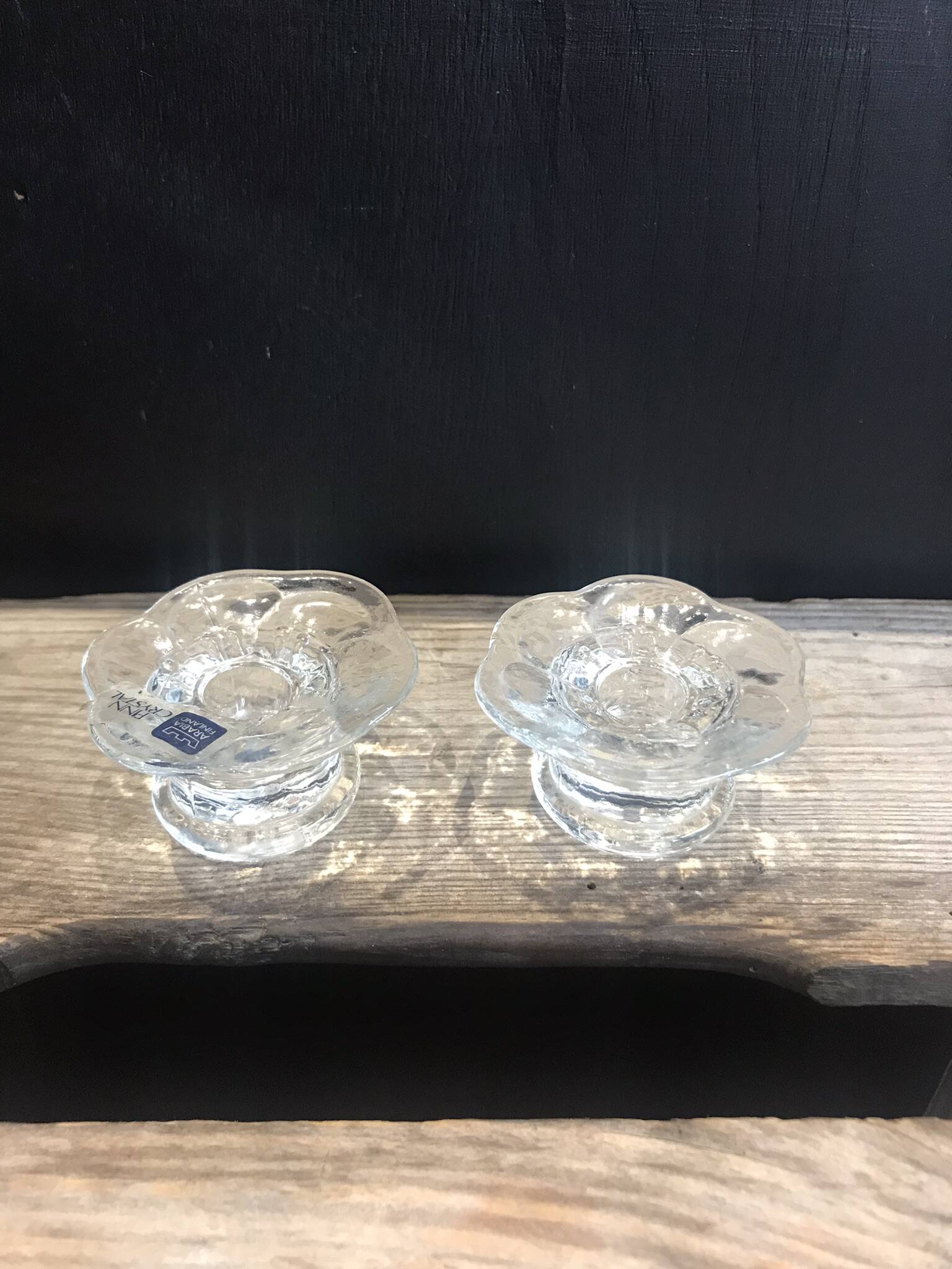Vintage glass flower candle holders Arabia Finland