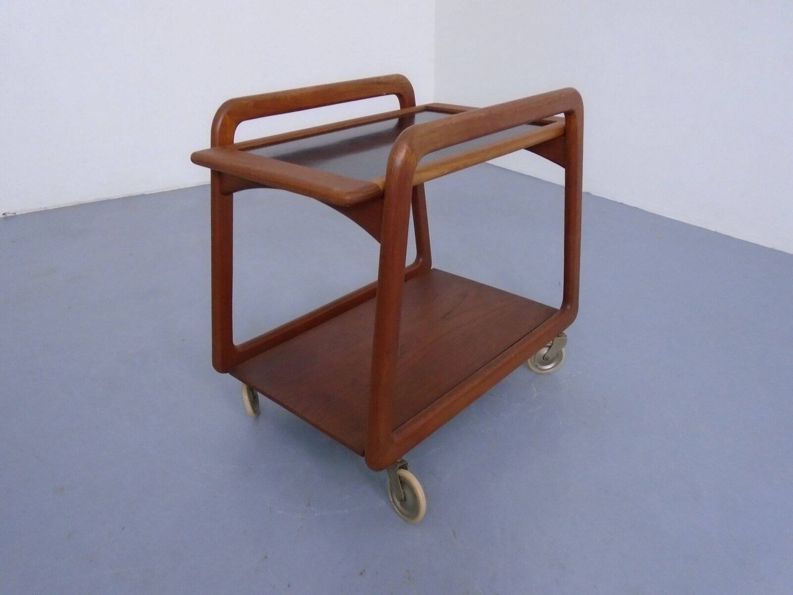 Danish Teak Bar Cart with Removable Tray from Silva, Denmark, 1960s