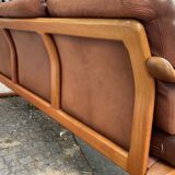 HS Denmark sofa in leather and teak from the 60s