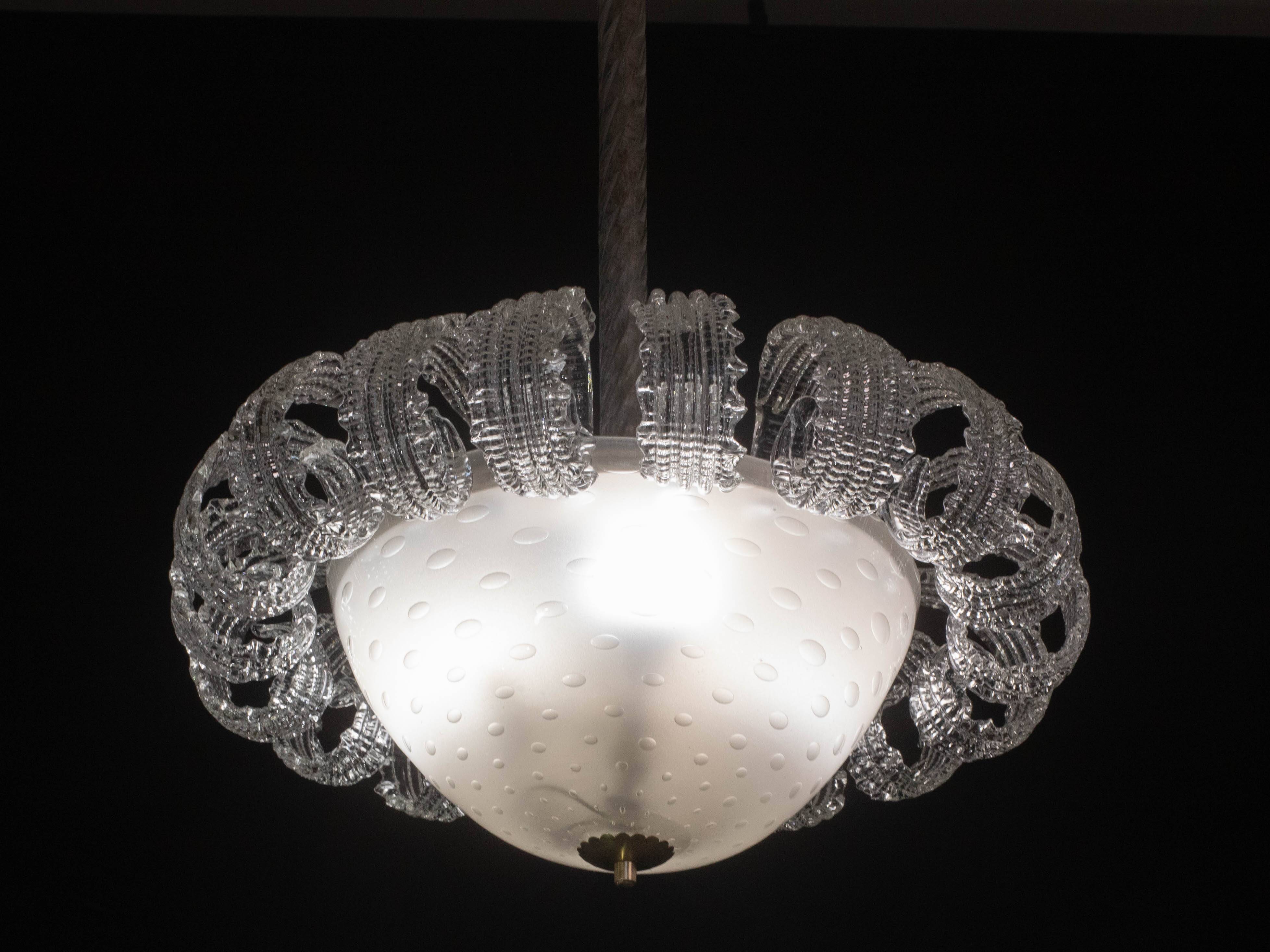 "The Queen" Italian Art Deco Chandelier by Ercole Barovier, 1940