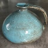 Ball-shaped vase in blue enamelled stoneware by Gérard HOFFMANN