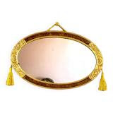 Miroir ovale vintage en bois et plâtre 50x32cm