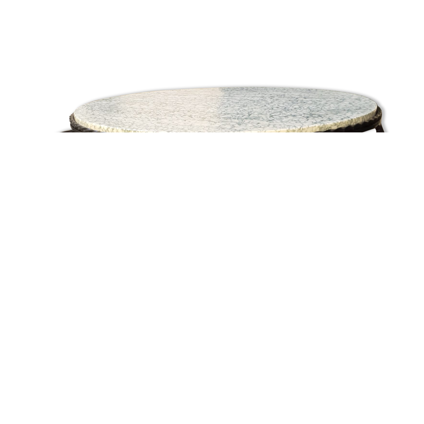 Marble and wrought iron coffee table