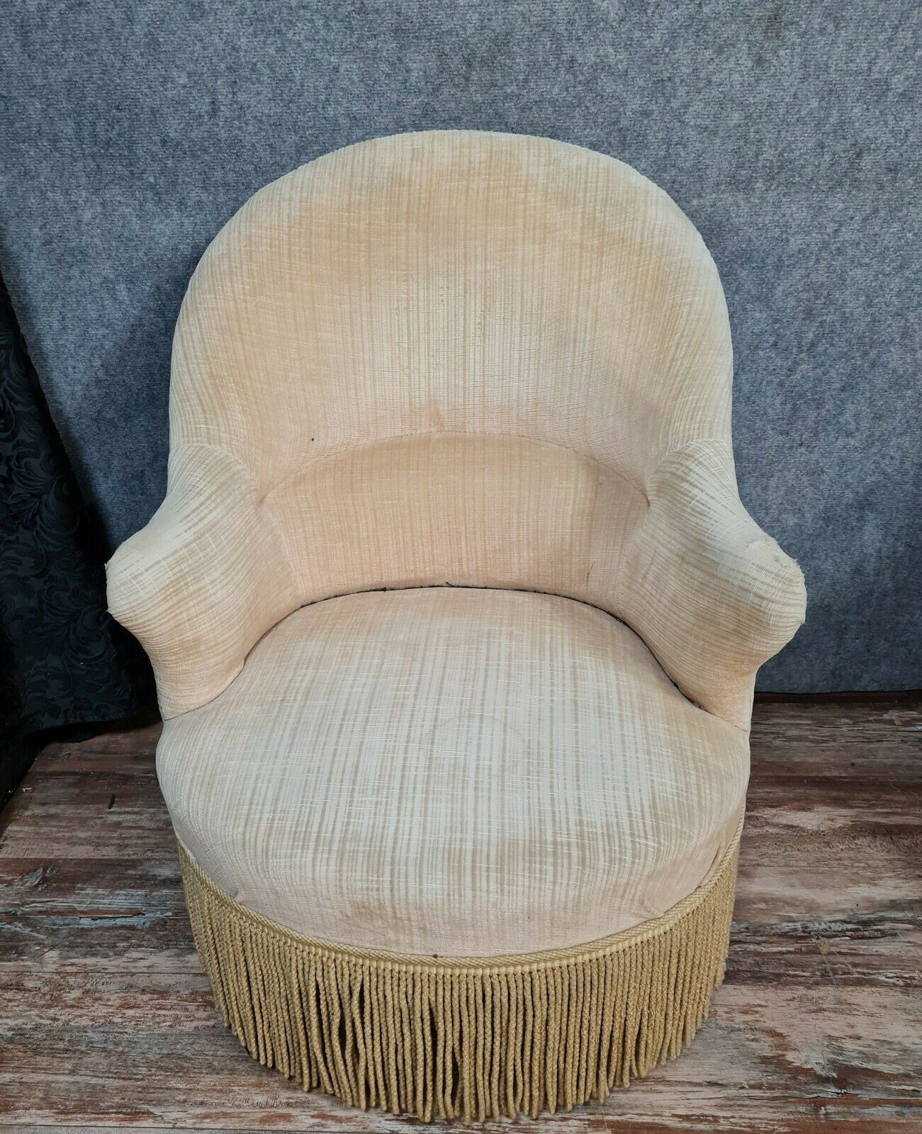 pendant of Napoleon III era toad armchairs in Velvet of Genoa