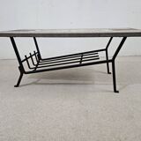 Enameled lava stone coffee table - Jean Jaffeux
