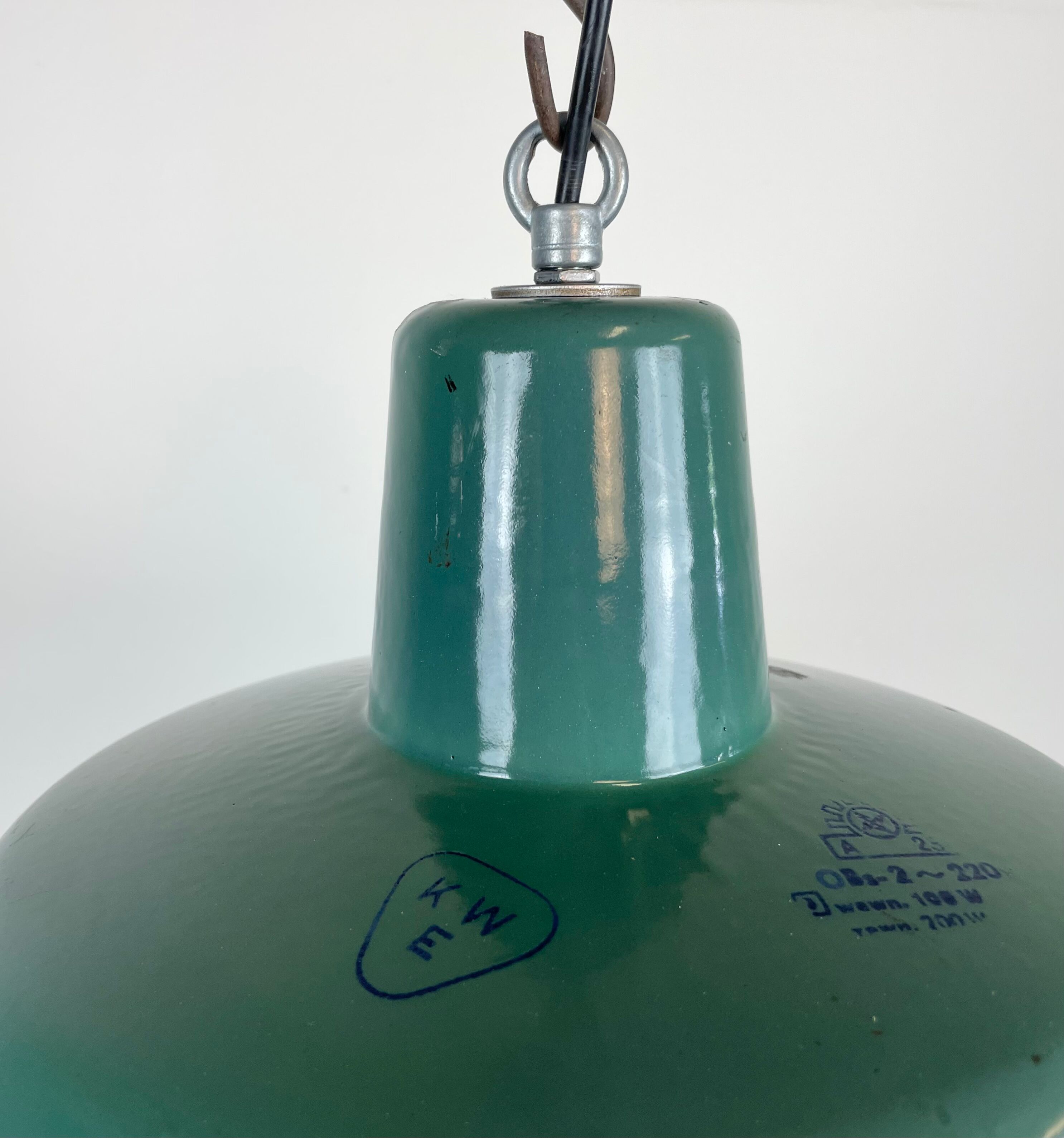 Industrial Green Enamel Pendant Lamp, 1960s