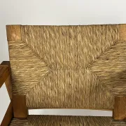 Set of 2 Vintage armchair easy chairs oak & seagrass 60s mid-century