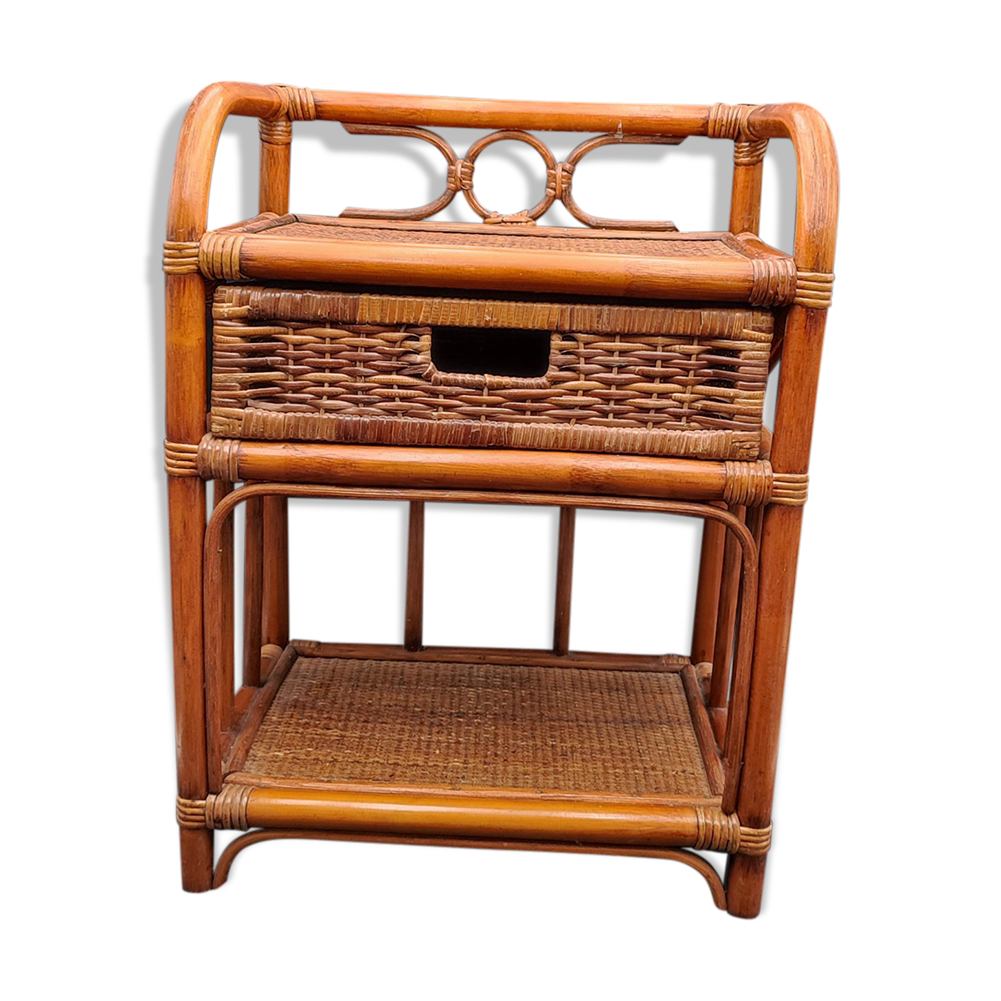 Vintage rattan bedside