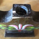 Scandinavian handcrafted painted wooden candlestick
