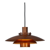 Lampe suspendue en cuivre vintage danoise par Form light, années 1980.