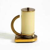 Rare and beautiful 1940s brass table lamp with opal glass shade