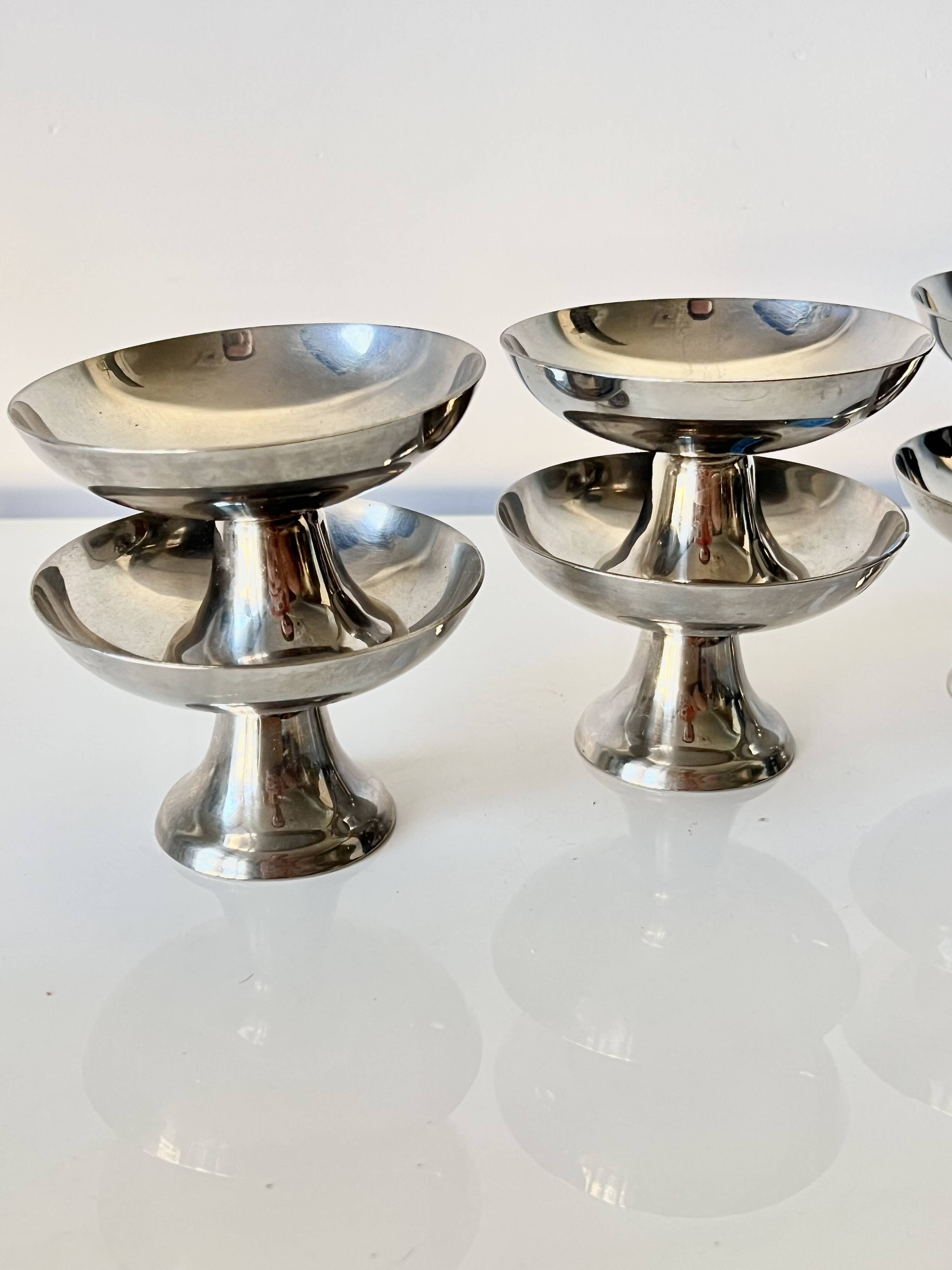 Set of 6 vintage Guy Degrenne stainless steel ice cream or sorbet cups