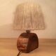 Brutalist lamp olive wood and wool lampshade
