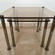 Pair of 2 massive chrome and smoked glass nesting tables / around 1980s