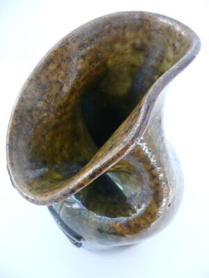 Vase mouchoir en céramique à décor moderniste 1970 vintage design 70's signé
