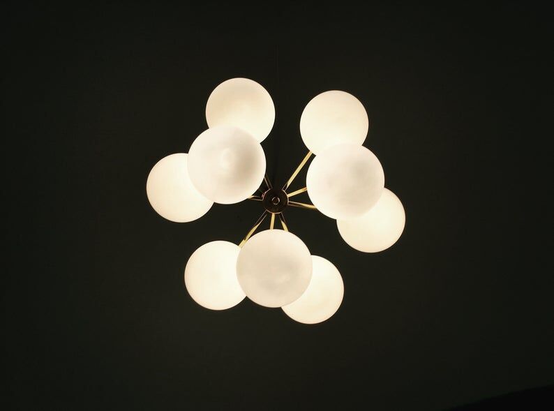 Mid Century brass Sputnik chandelier by Kaiser Leuchten