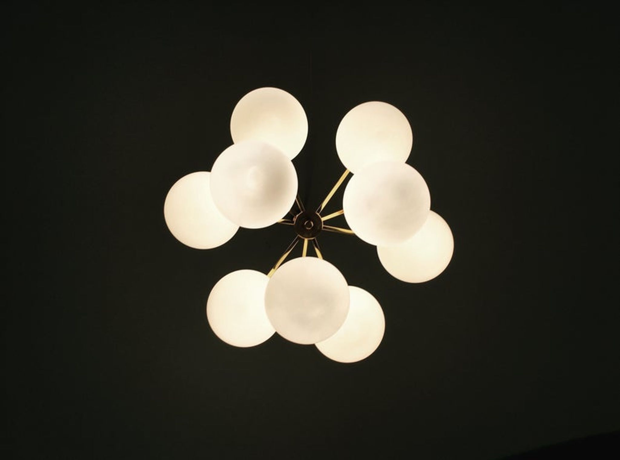 Mid Century brass Sputnik chandelier by Kaiser Leuchten