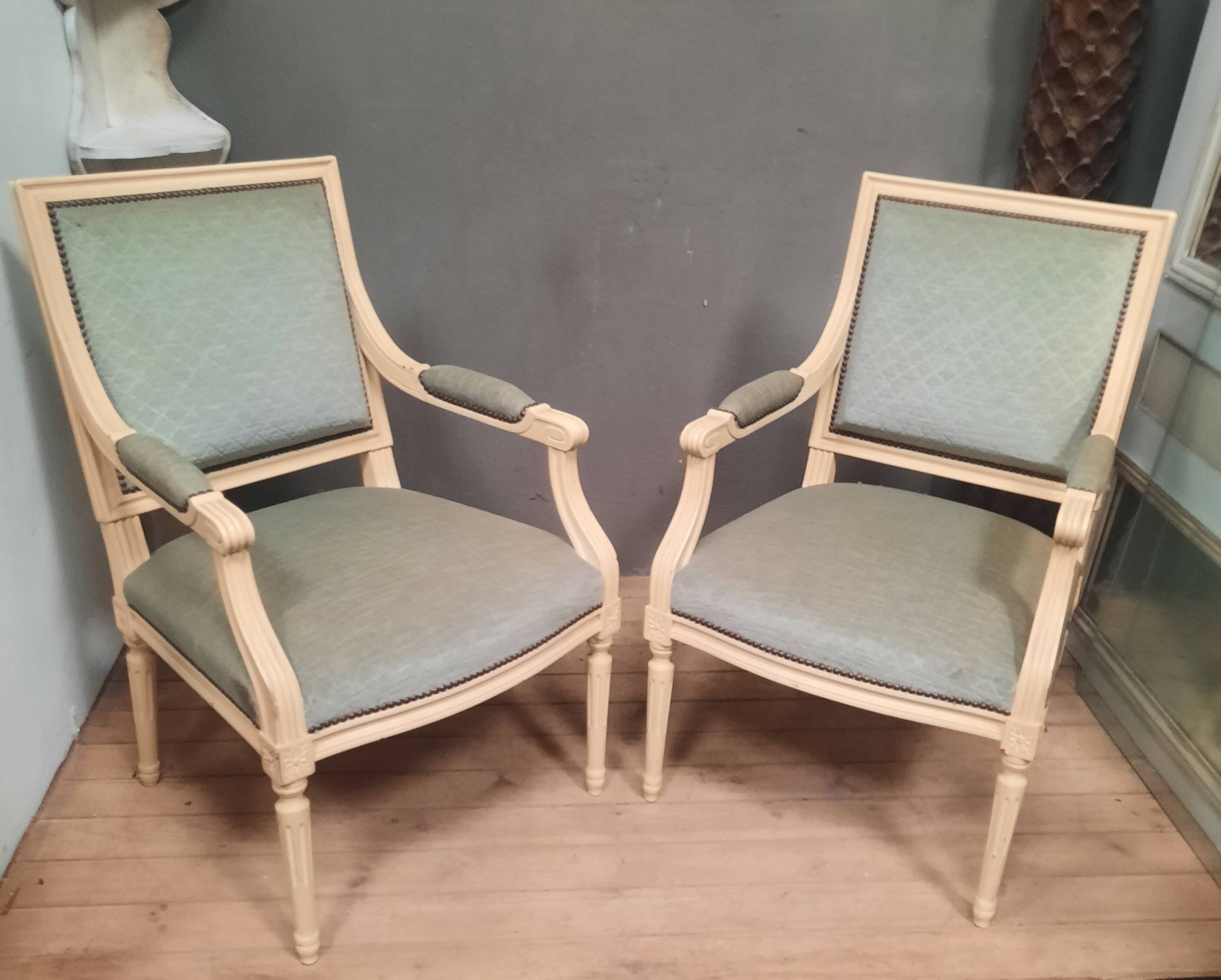 Pair of large Louis XVI style armchairs