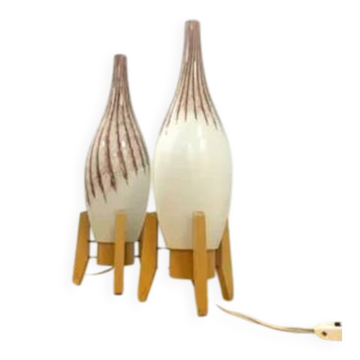 Lampes de table rétro vintage tchécoslovaques des années 1960 – ensemble de 2