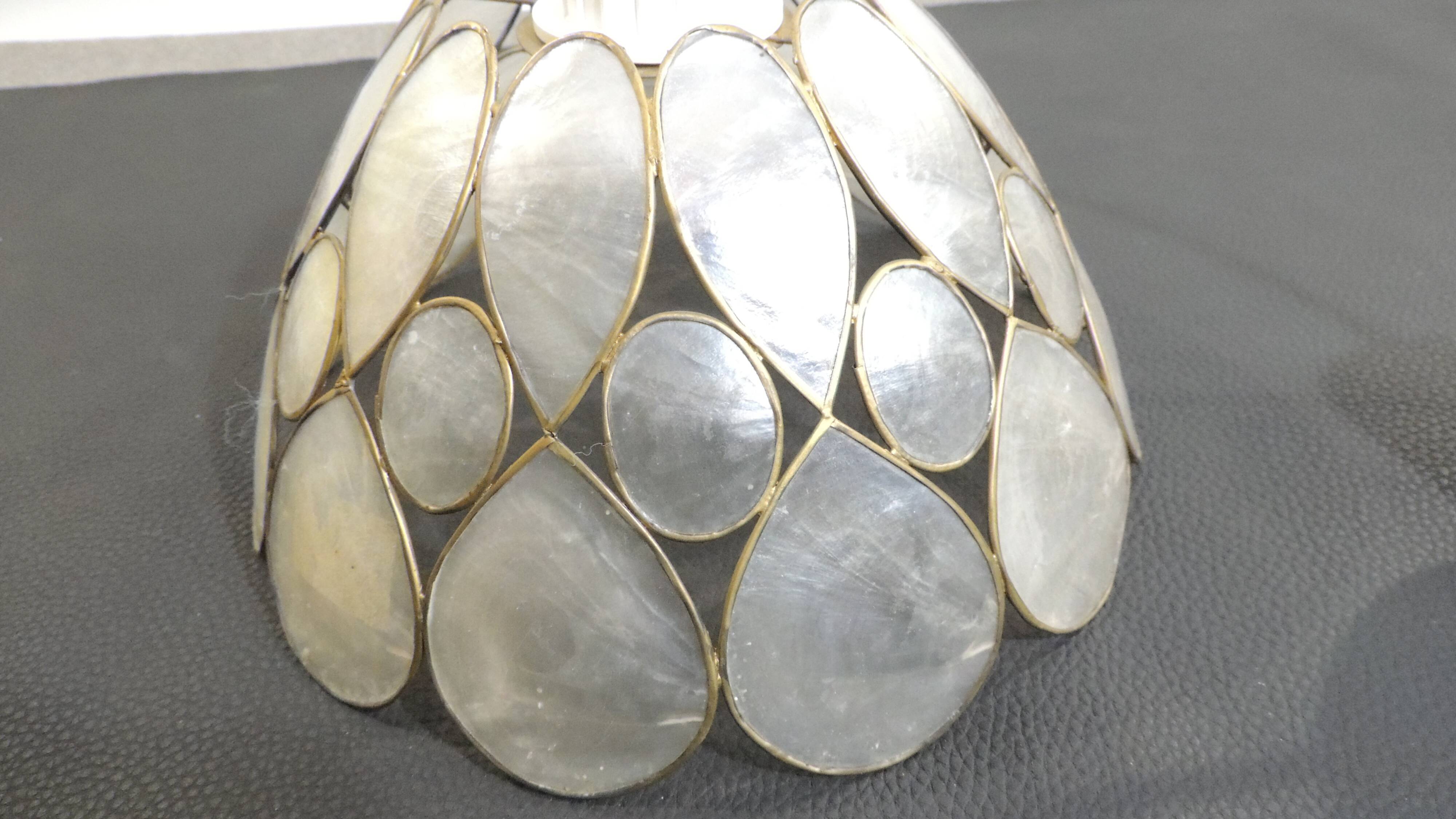Vintage 1970s shell pendant lamp ceiling light lampshade