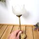 Tulip candle holder in brass and frosted glass