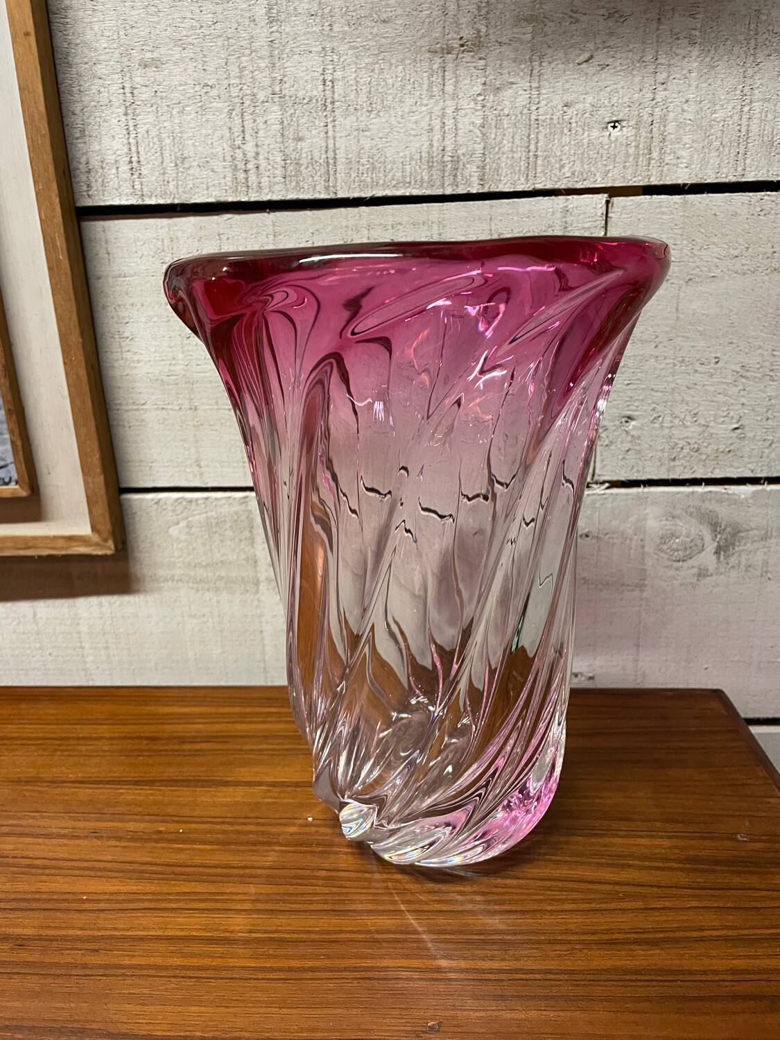 Vase bicolore cristal val saint Lambert