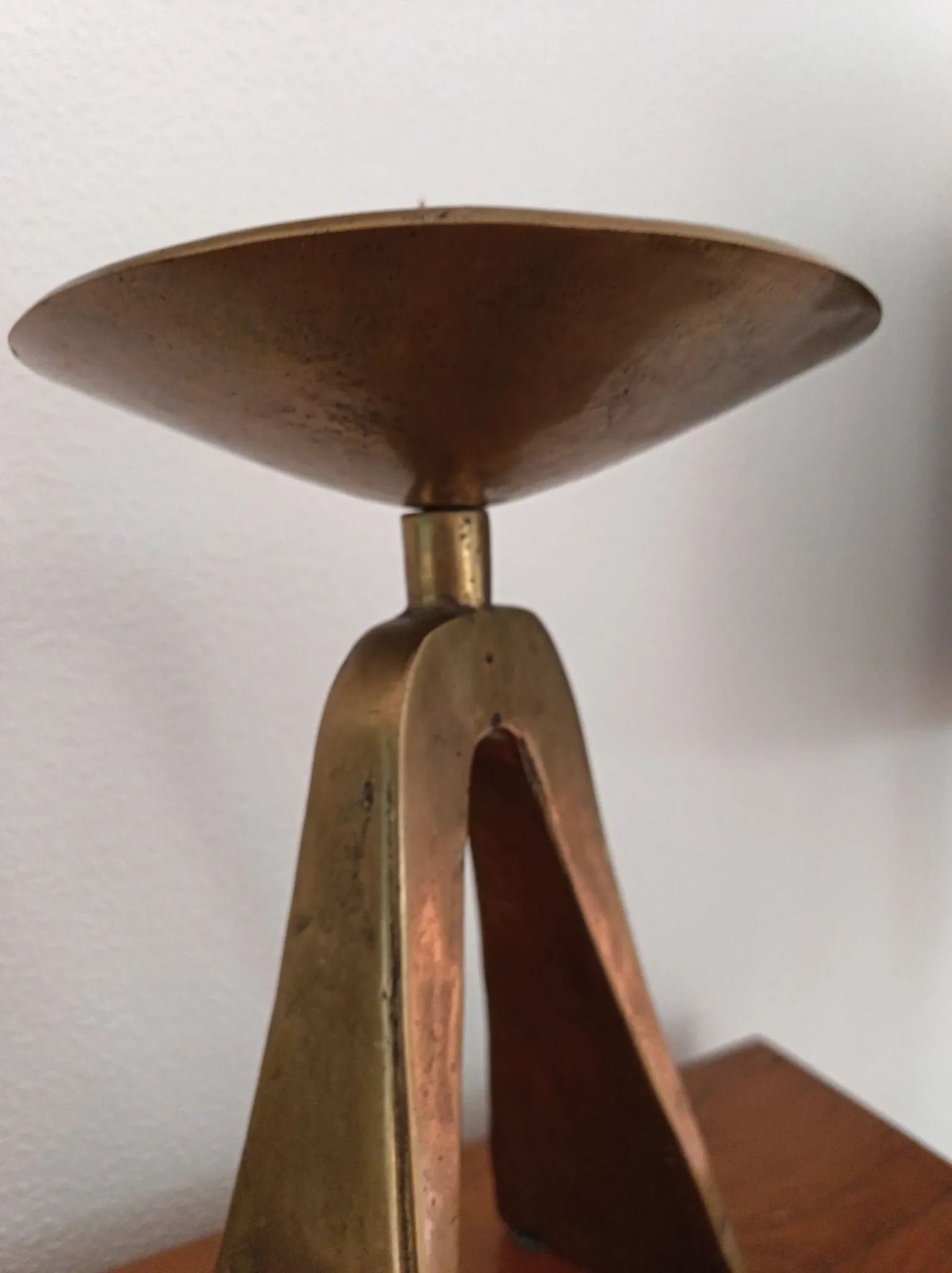 Brutalist bronze candlestick