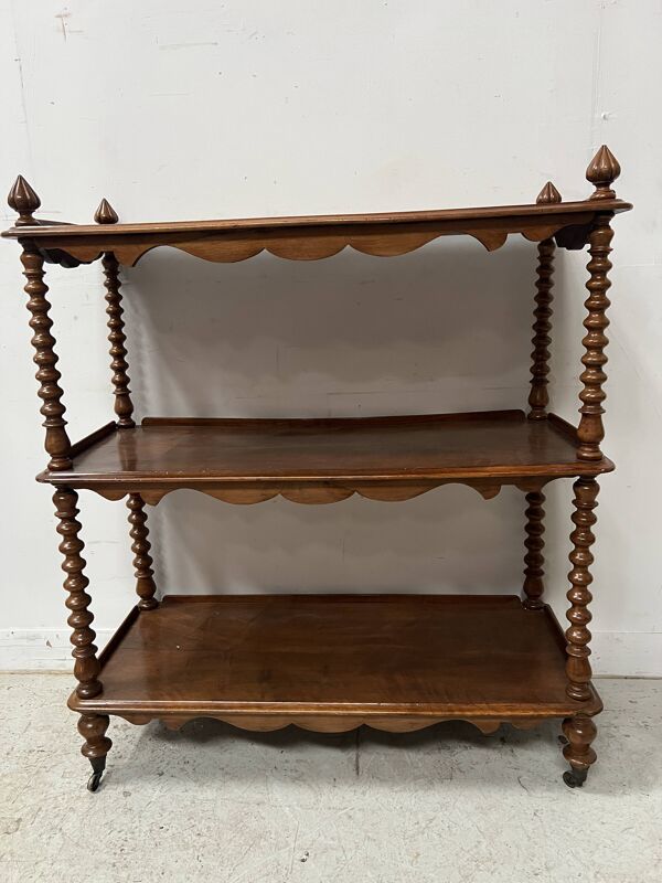 Console Napoléon III a trois plateaux en acajou et placage XIX siècle