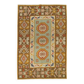 Tapis Kilim anatolien ancien, tissage plat bleu turquoise et moutarde, 141 x 93 cm