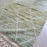 Tapis berbère Béni Ouarain vert à losanges blancs