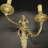 Pair of 19th century Regency style wall lights with winged nymphs -