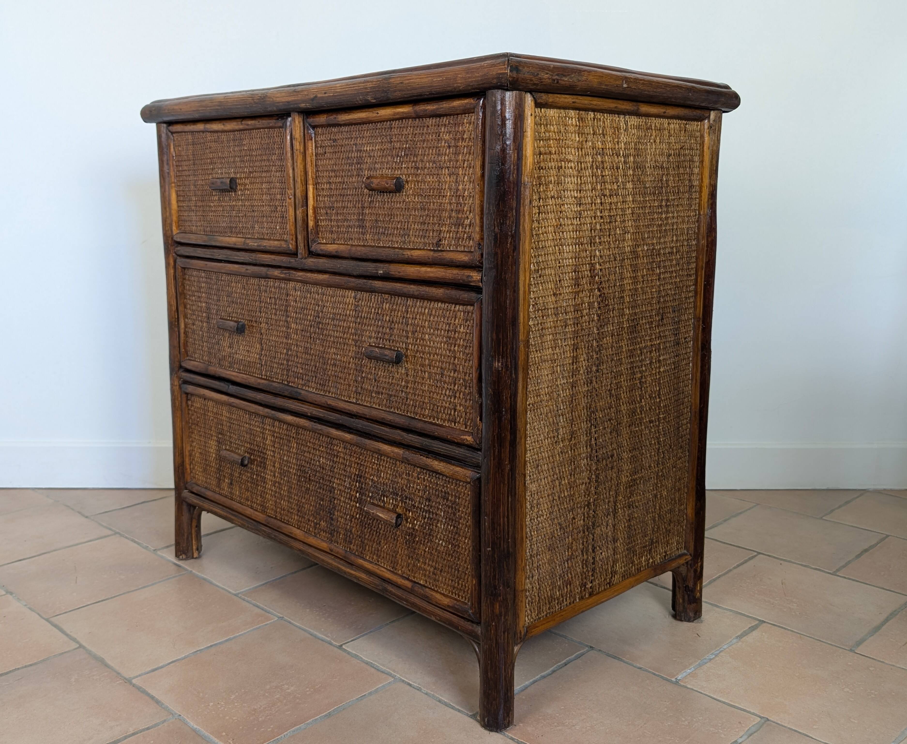 Commode bambou et rotin
