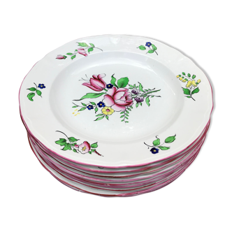 9 plates Vintage flowers Boch La Louvière