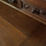 Neo-Renaissance oak cash desk and step