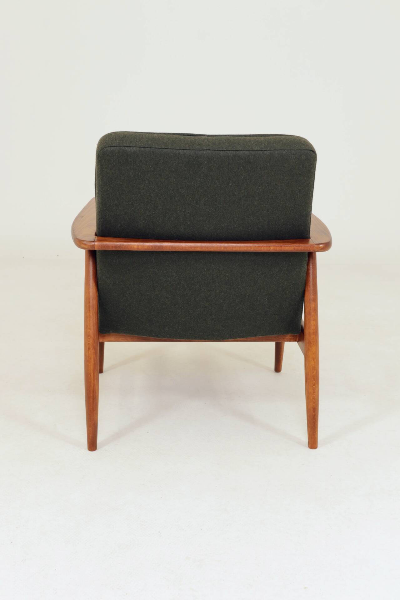 Modern living room chair deep olive green wool by M.Zielinski